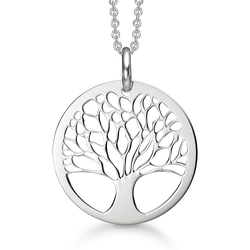 Livets Træ halskæde, i rhodineret sølv