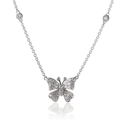 Christine Hvelplund, Fairytale, sommerfugl halskæde 18kt hvidguld m. diamanter