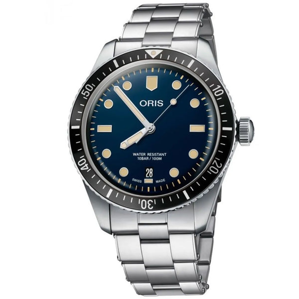 Oris Divers 65 herreur, blå skive, stål lænke