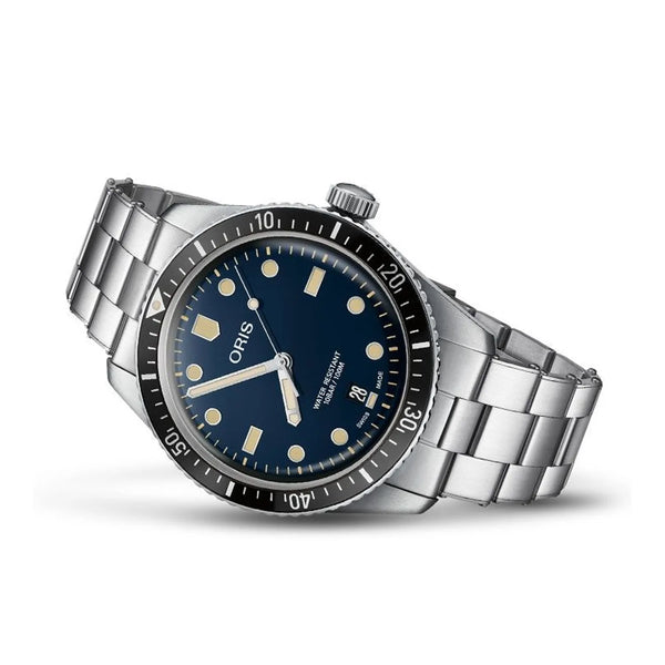 Oris Divers 65 herreur, blå skive, stål lænke