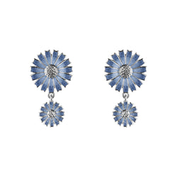 Georg Jensen DAISY dobbelt øreringe med blå emalje - 20001740
