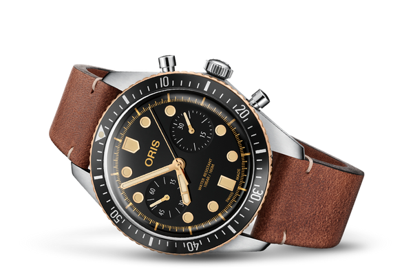 ORIS Divers 65 Chronograph herreur, brun læderrem