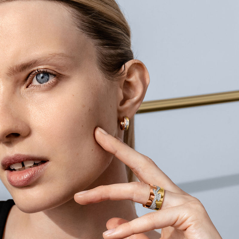 Georg Jensen FUSION små tricolor øreringe 0,08 ct. pavé