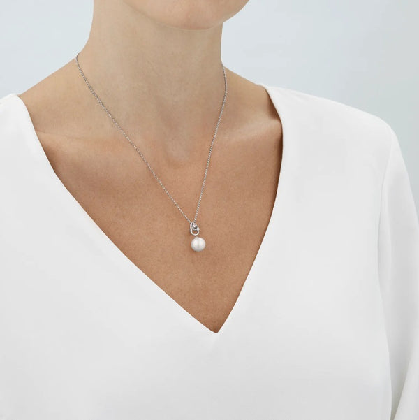 Georg Jensen Magic halskæde i 18kt hvidguld, perle og 0,04ct diamanter