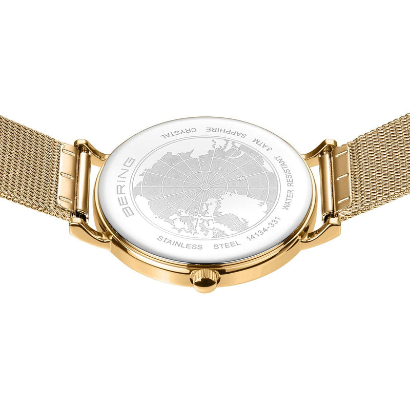 Bering, classic guld ur med mesh-lænke