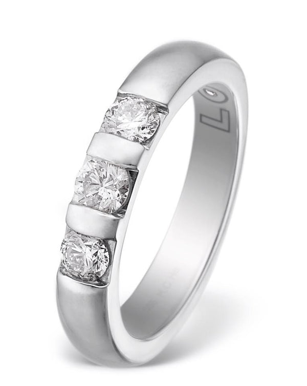 Love Collection, alliance ring 14kt hvidguld m. 3 diamanter