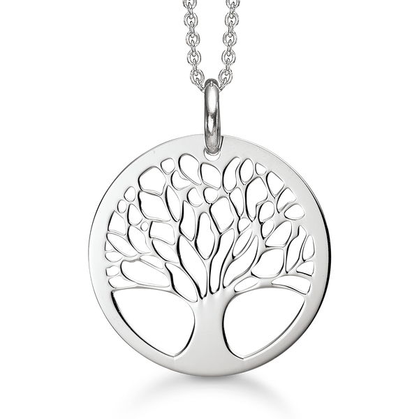 Støvring Design, livets træ halskæde, rhodineret sølv