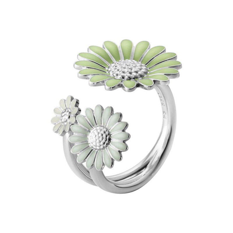 Georg Jensen, daisy ring 3 blomster, light green