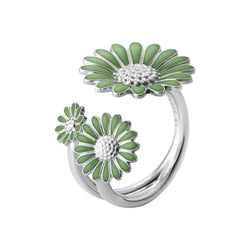 Georg Jensen, daisy ring 3 blomster, vivid green