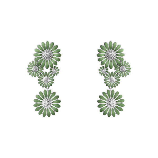 Georg jensen, daisy, large øreringe i sølv, vivid green