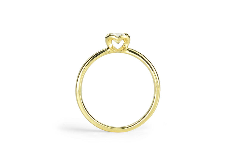 Silhouette, solitaire heart ring 14kt guld m. diamant