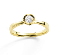 Silhouette, solitaire heart ring 14kt guld m. diamant