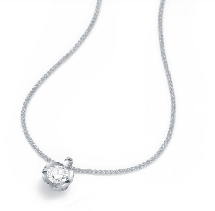 Silhouette, heart halskæde 14kt hvidguld med diamant, 42cm