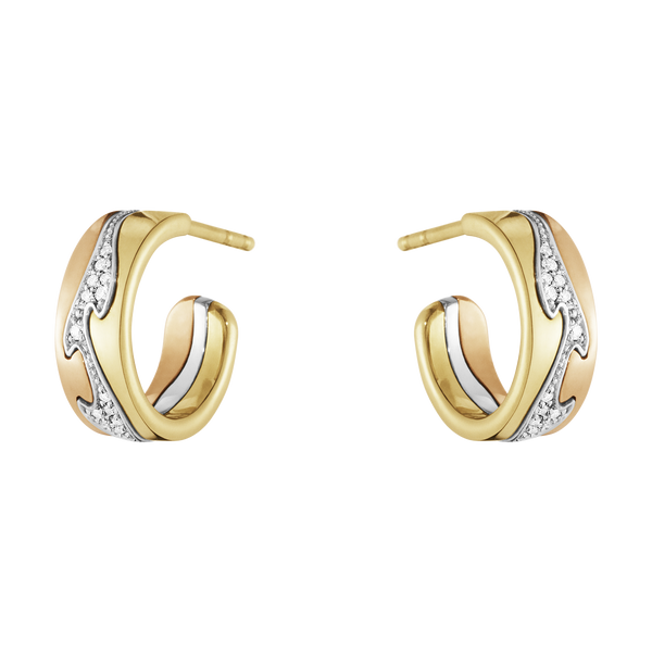 Georg Jensen, Fusion, small ear-hoops 18 kt. brillantslebne diamanter i pavé