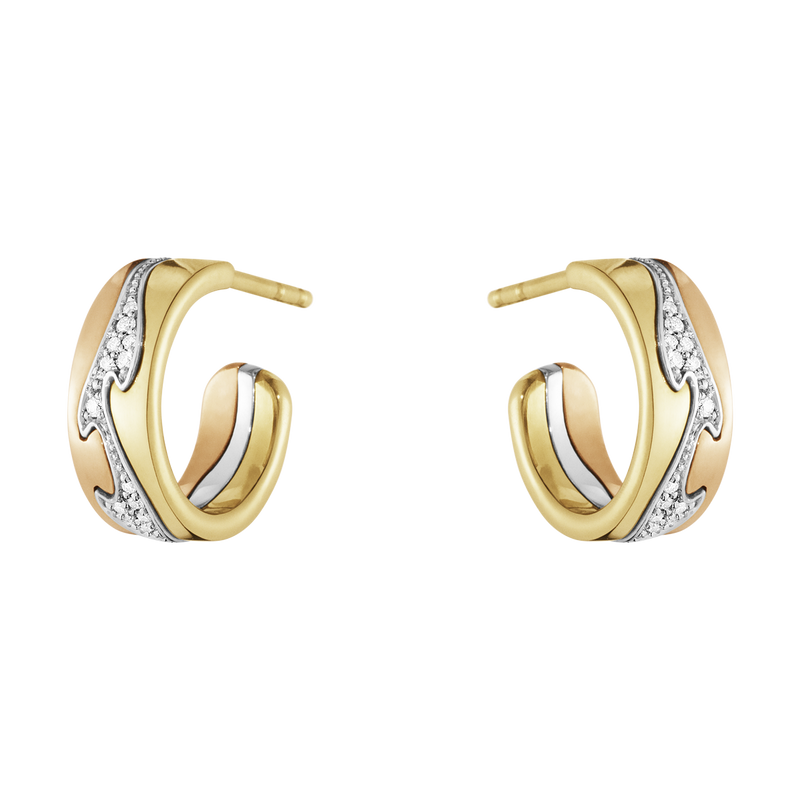 Georg Jensen, Fusion, small ear-hoops 18 kt. brillantslebne diamanter i pavé