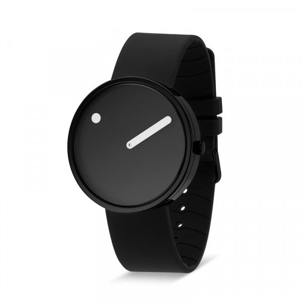 Picto 40mm armbåndsur med sort skive og silikonerem - 43361