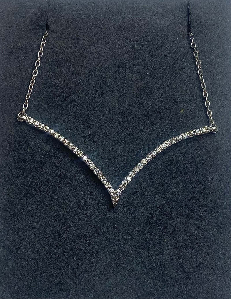 Rhodineret sølv halskæde m. vedhæng og zirconia